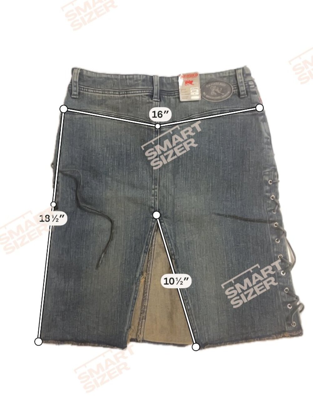 Parasuco NWT Denim Mini Skirt Corset Lace-Up Sides Sz 8 - Picture 13 of 14